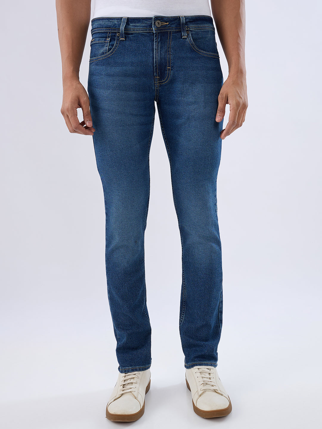 Men Kano Jeans Slim Fit Blue Low Rise