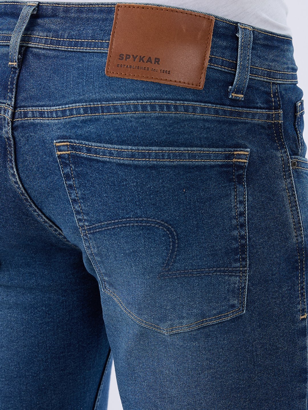 Spykar Mid Blue Slim Fit Low Rise Jeans For Men