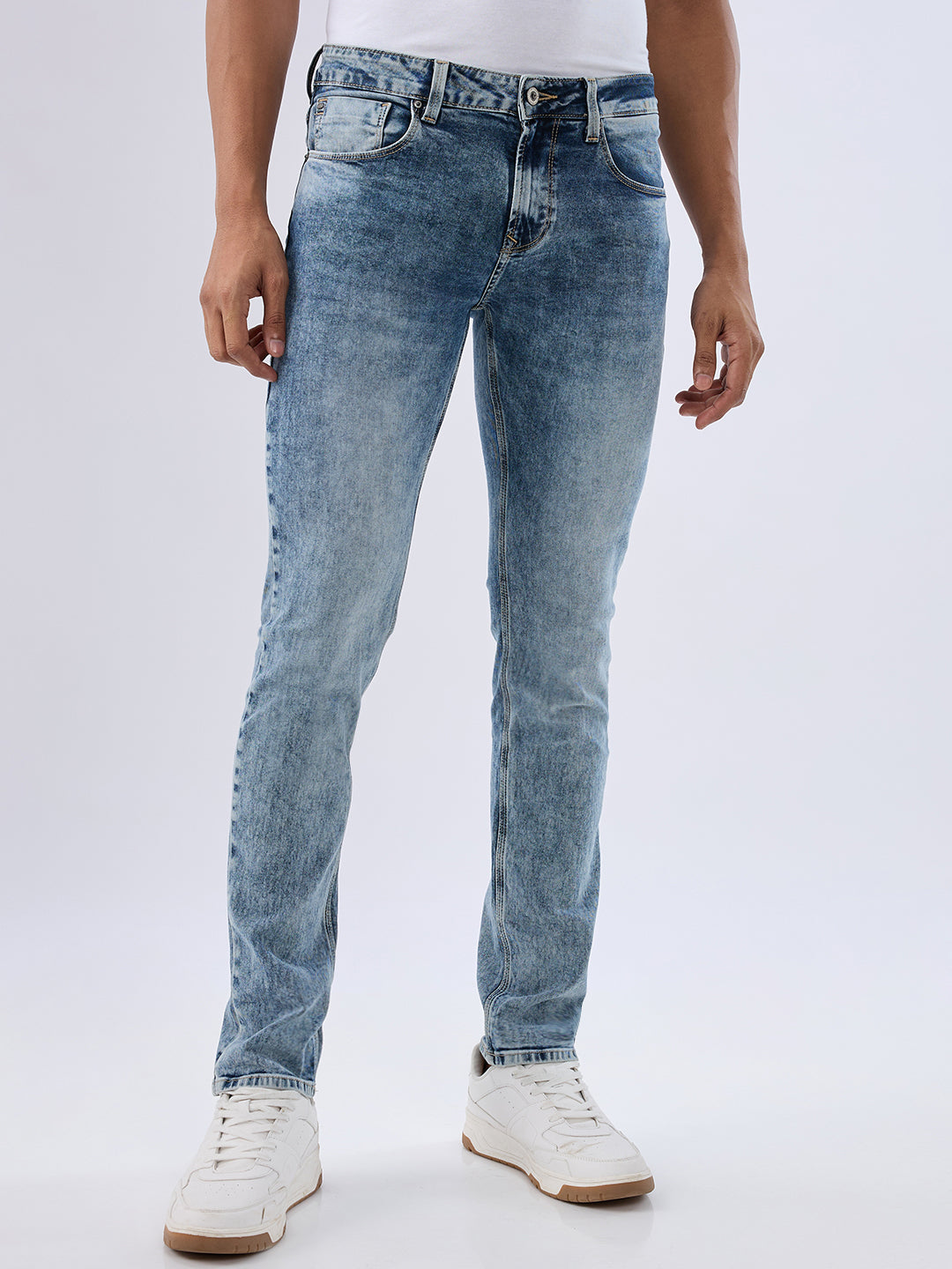 Spykar Stone Grey Slim Fit Low Rise Jeans For Men