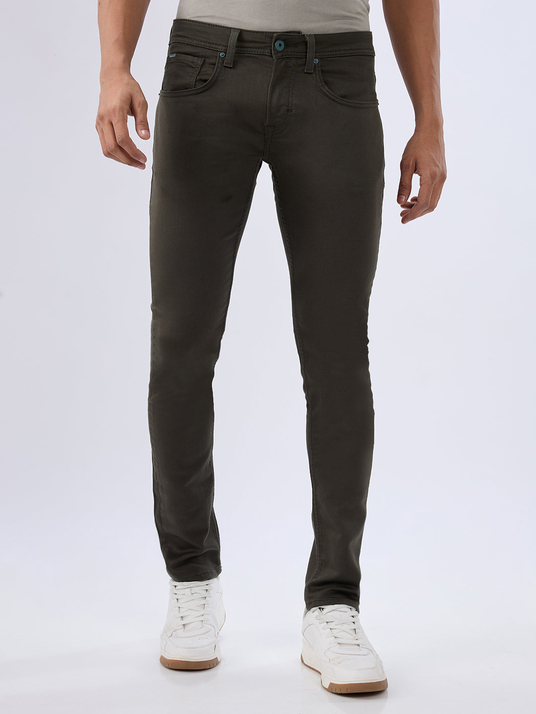 Spykar Olive Green Slim Fit Low Rise Jeans For Men