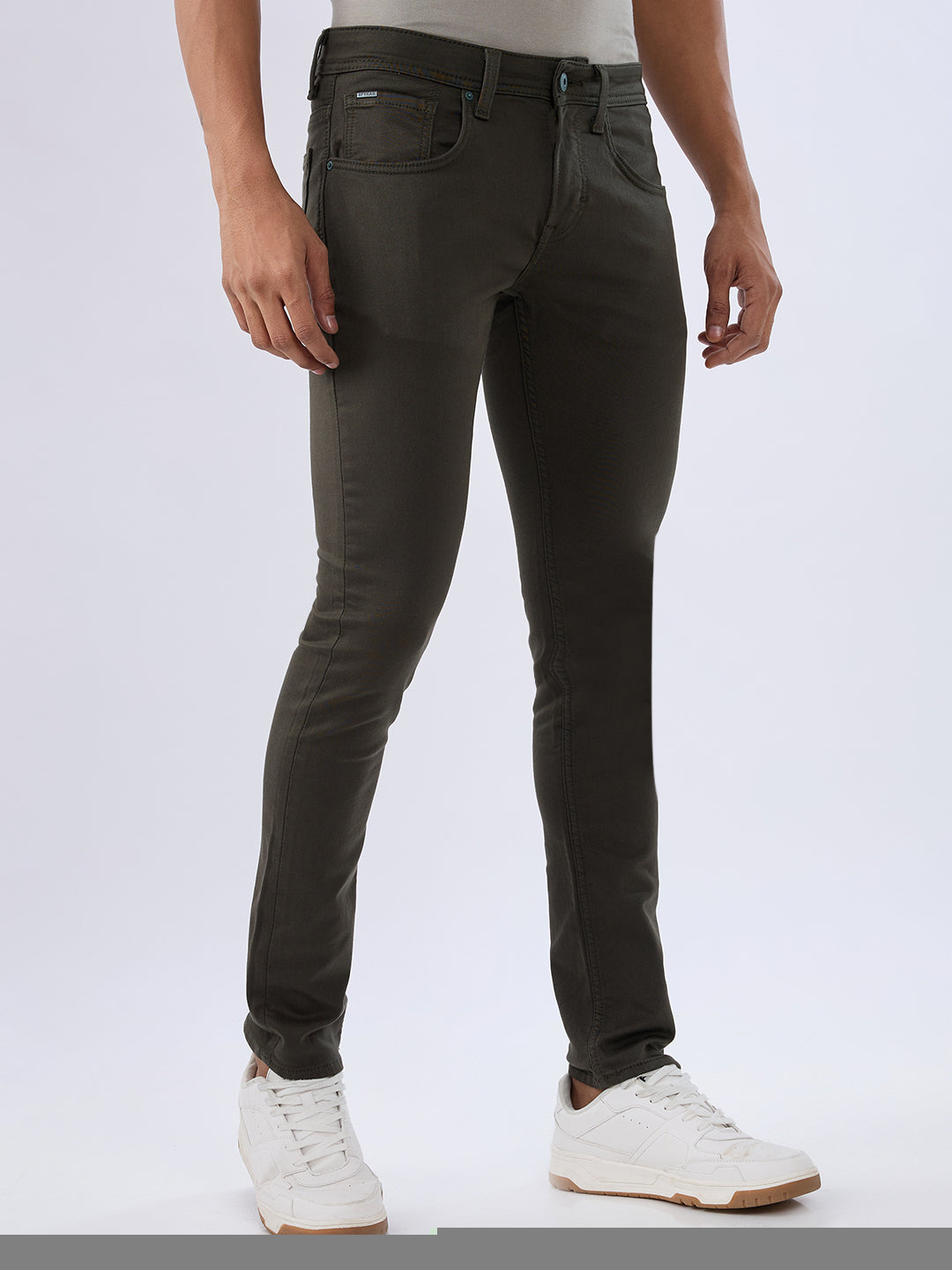 Spykar Olive Green Slim Fit Low Rise Jeans For Men