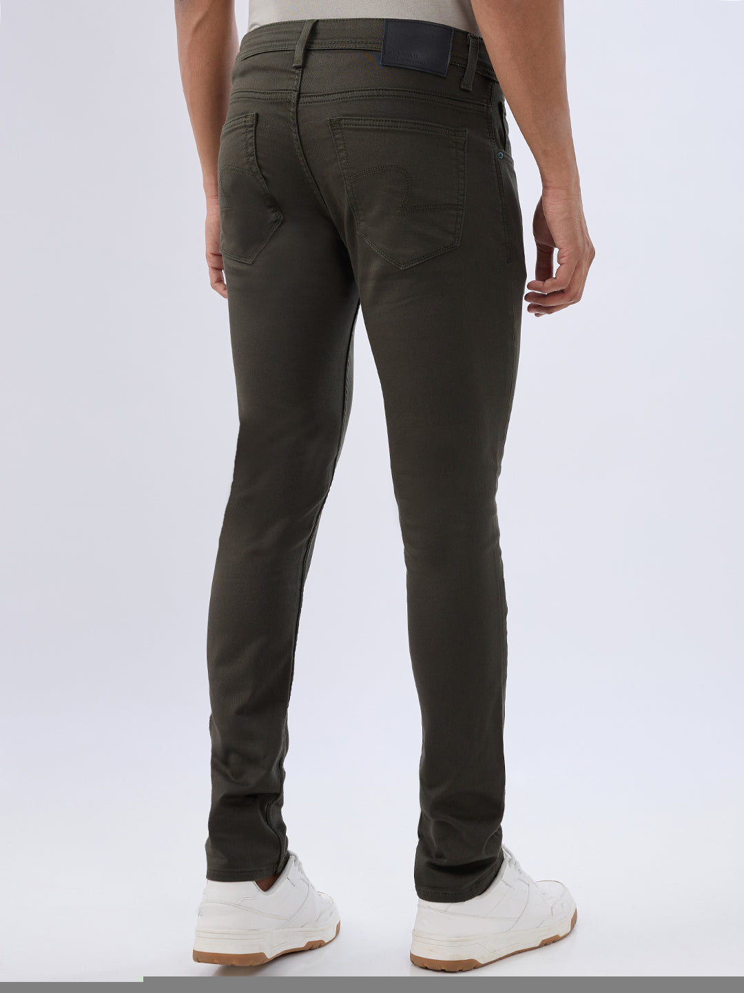 Spykar Olive Green Slim Fit Low Rise Jeans For Men