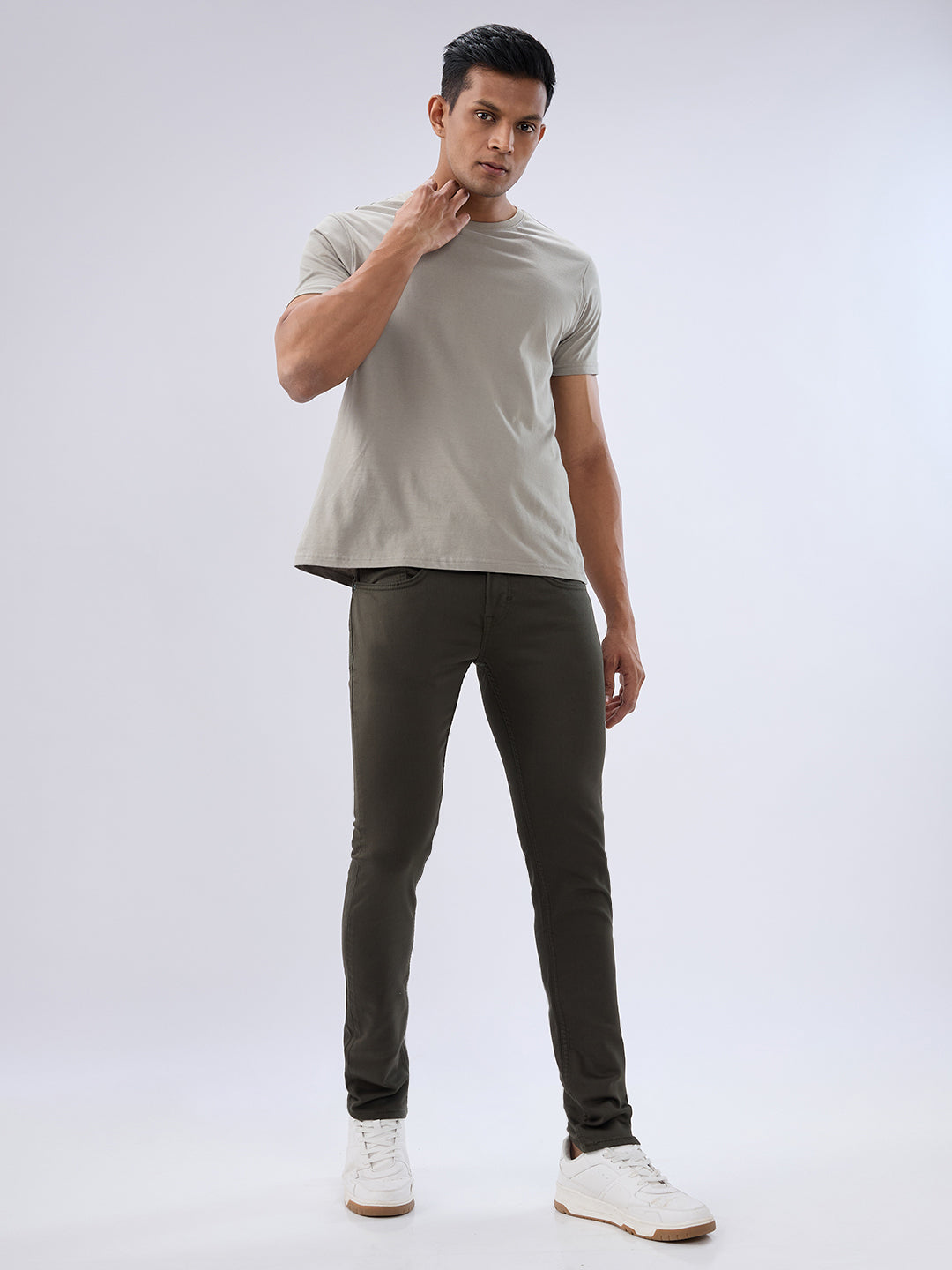 Spykar Olive Green Slim Fit Low Rise Jeans For Men
