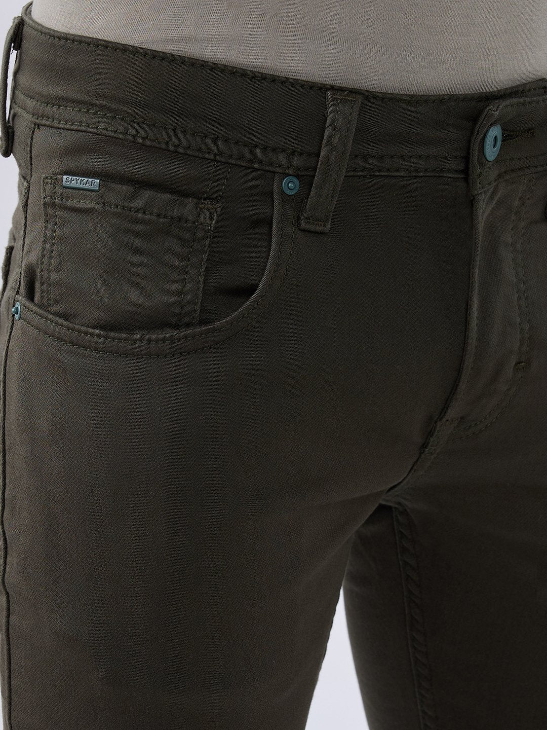 Spykar Olive Green Slim Fit Low Rise Jeans For Men