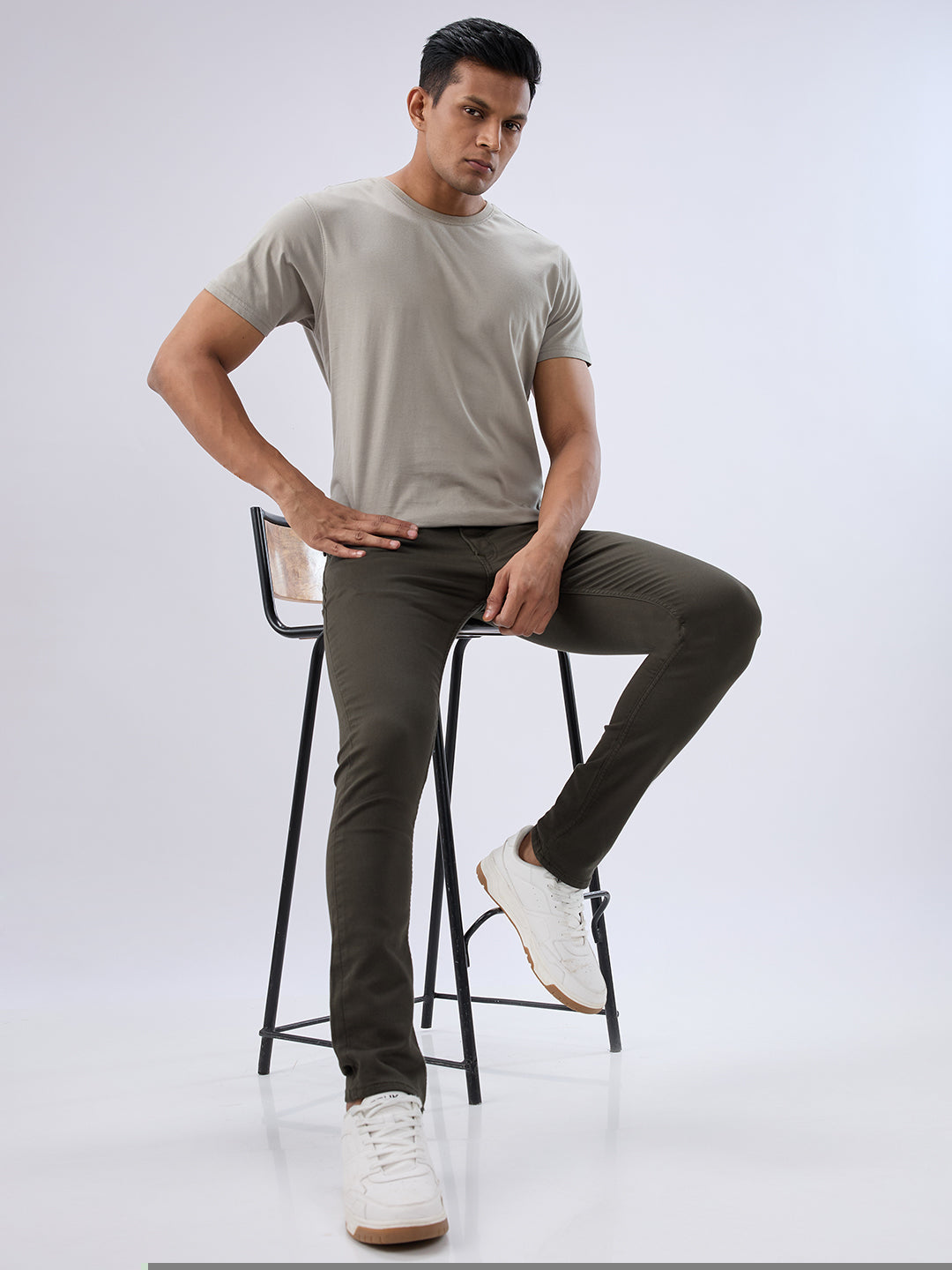 Men Kano Jeans Slim Fit Green Low Rise