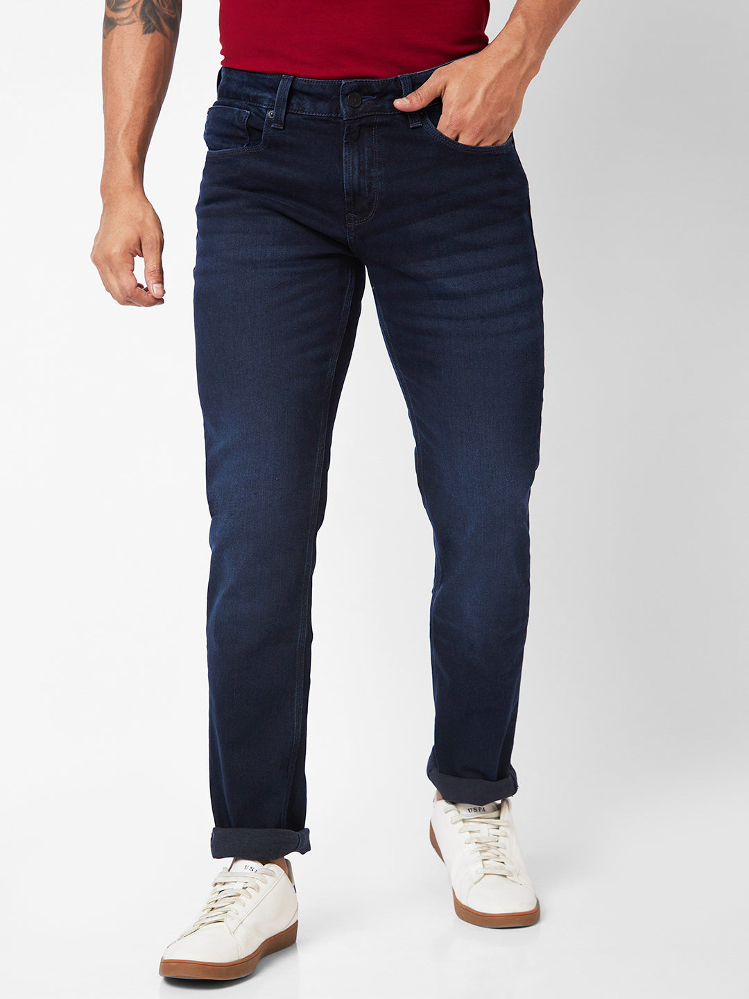 Spykar Men Slim Fit Low Rise Cotton Jeans