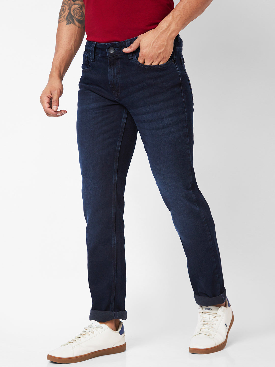 Spykar Men Slim Fit Low Rise Cotton Jeans