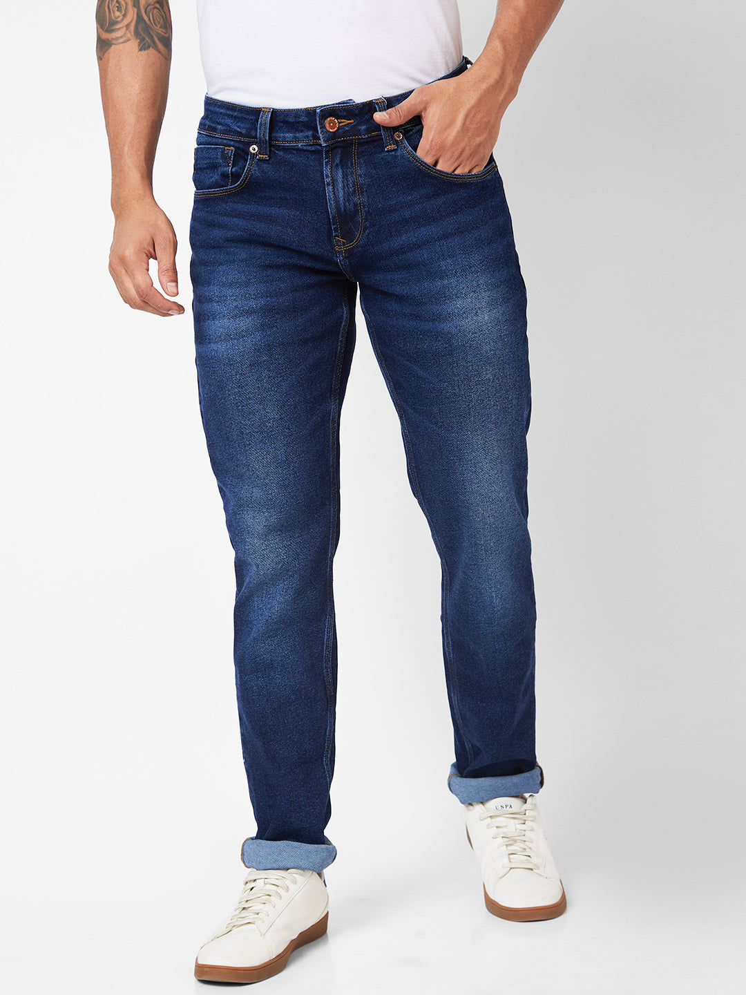 Spykar Men Slim Fit Low-Rise Light Fade Jeans