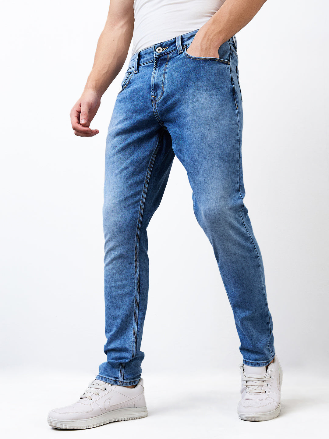 Spykar Slim Fit Low Rise Cotton Jeans For Men