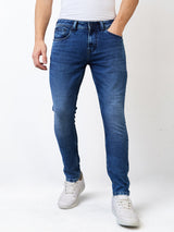 Men Jeans Super Slim Fit Dark Blue Low Rise