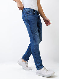 Men Jeans Super Slim Fit Dark Blue Low Rise