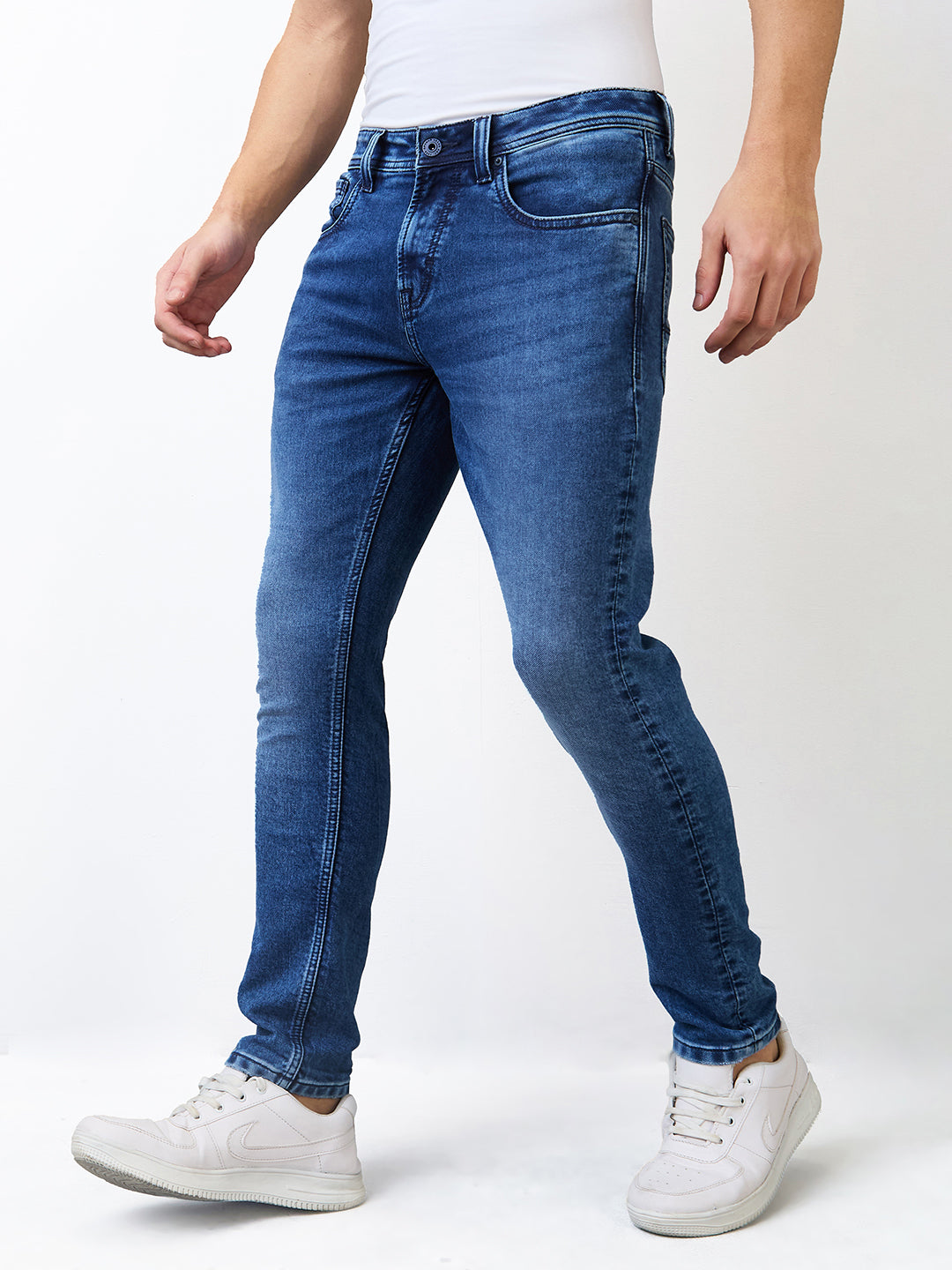 Spykar Dark Blue Low Rise Slim Fit Casual Jeans For Men