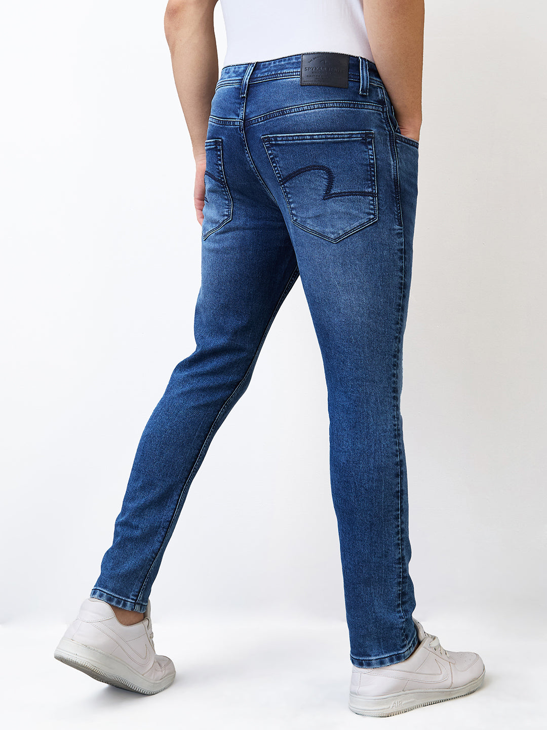 Spykar Dark Blue Low Rise Slim Fit Casual Jeans For Men