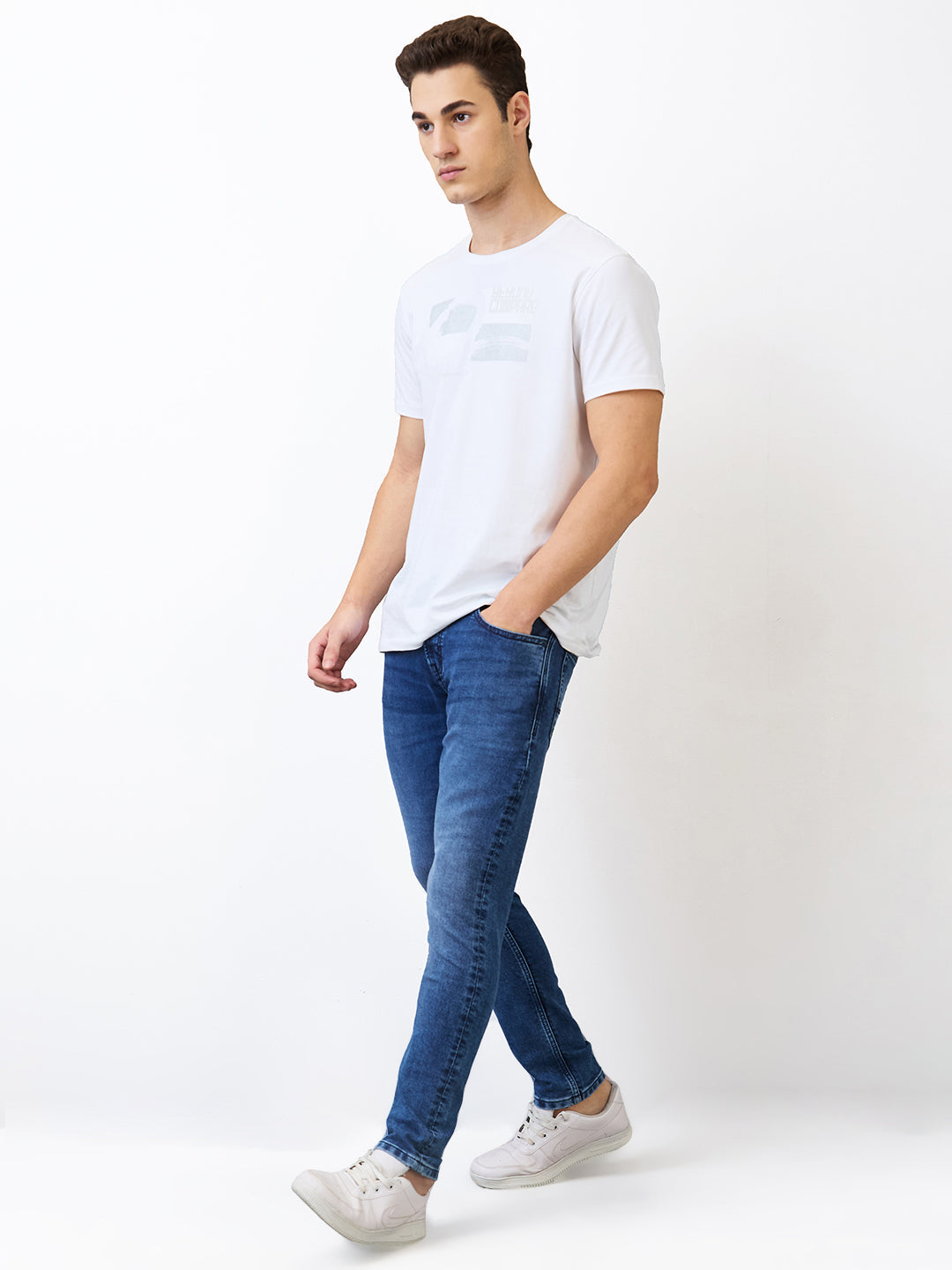 Spykar Dark Blue Low Rise Slim Fit Casual Jeans For Men