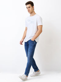 Men Jeans Super Slim Fit Dark Blue Low Rise