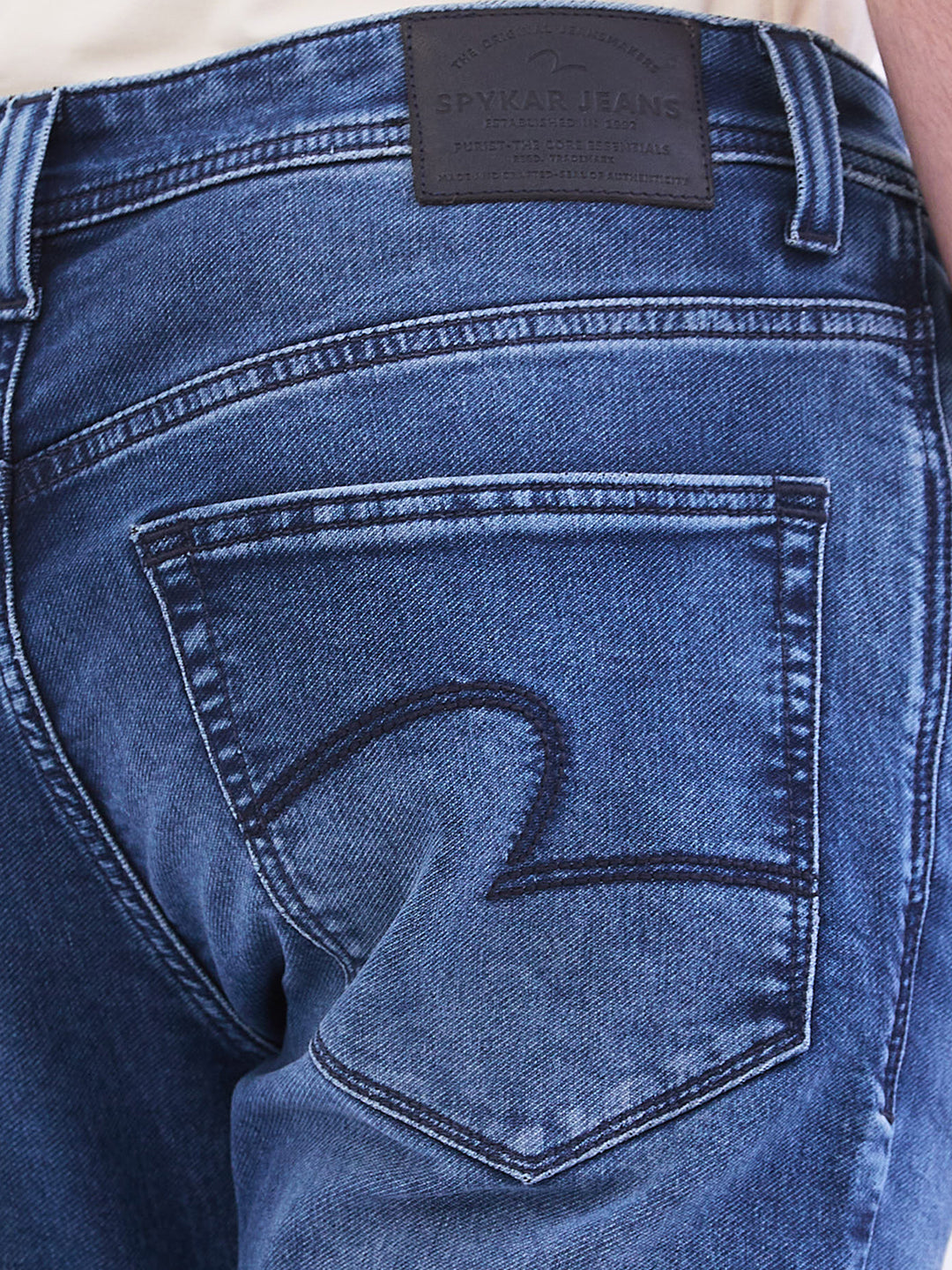 Spykar Dark Blue Low Rise Slim Fit Casual Jeans For Men