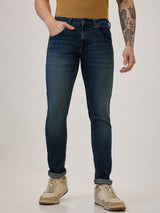 Spykar Vintage Blue Slim Fit Low Rise Jeans For Men