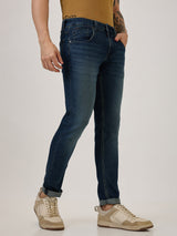 Spykar Vintage Blue Slim Fit Low Rise Jeans For Men