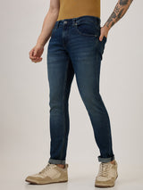 Spykar Vintage Blue Slim Fit Low Rise Jeans For Men