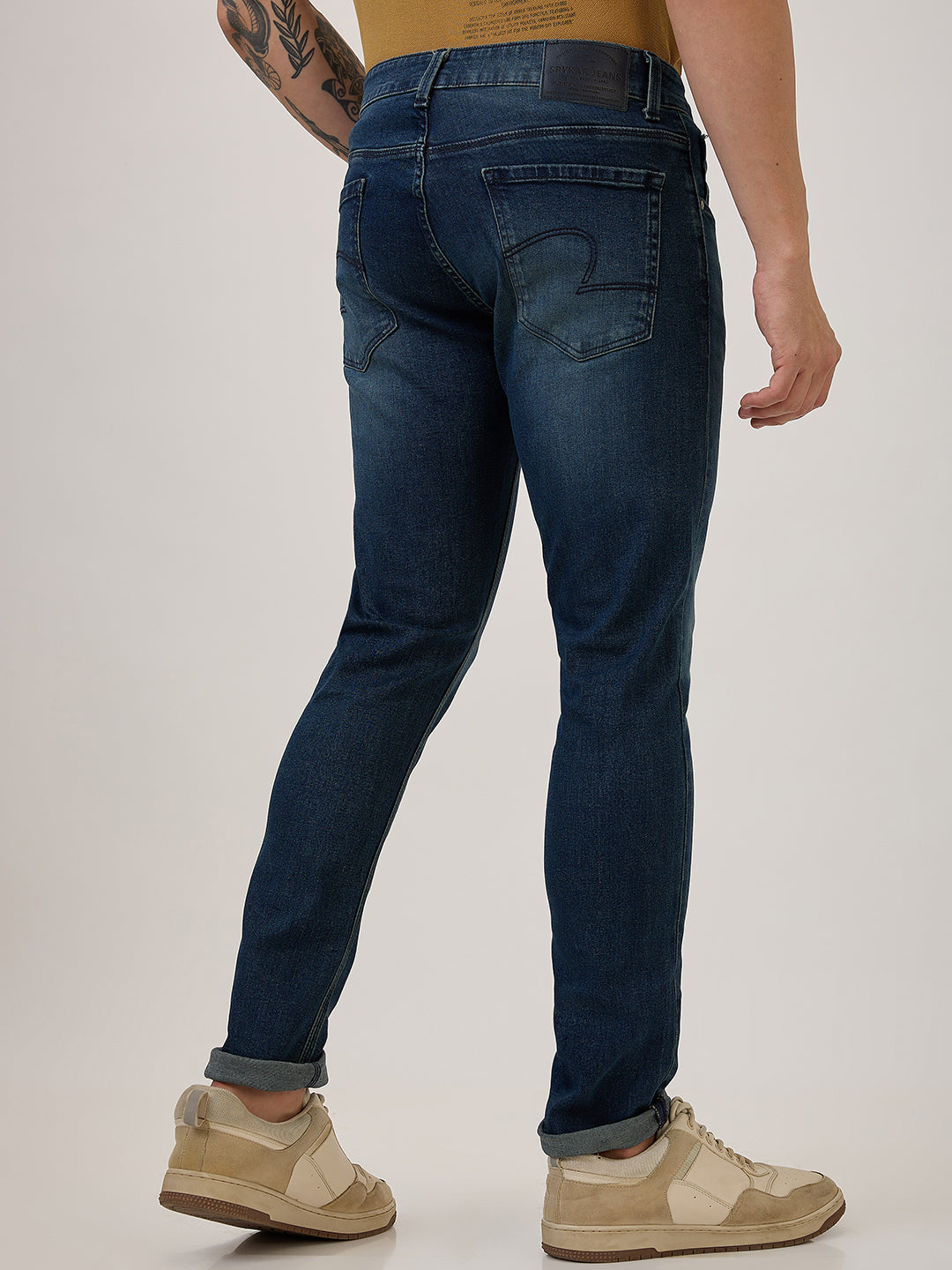 Spykar Vintage Blue Slim Fit Low Rise Jeans For Men