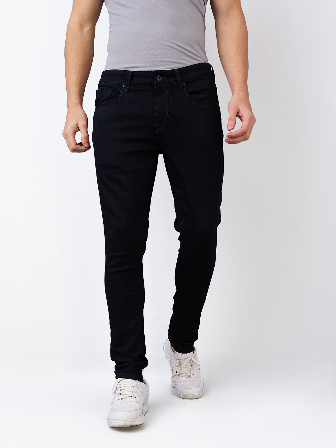 Men Jeans Slim Fit Blue Low Rise
