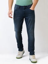 Men Jeans Slim Fit Olive Low Rise