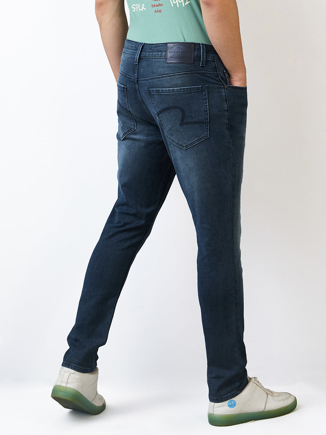 Men Jeans Slim Fit Olive Low Rise