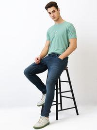 Men Jeans Slim Fit Olive Low Rise