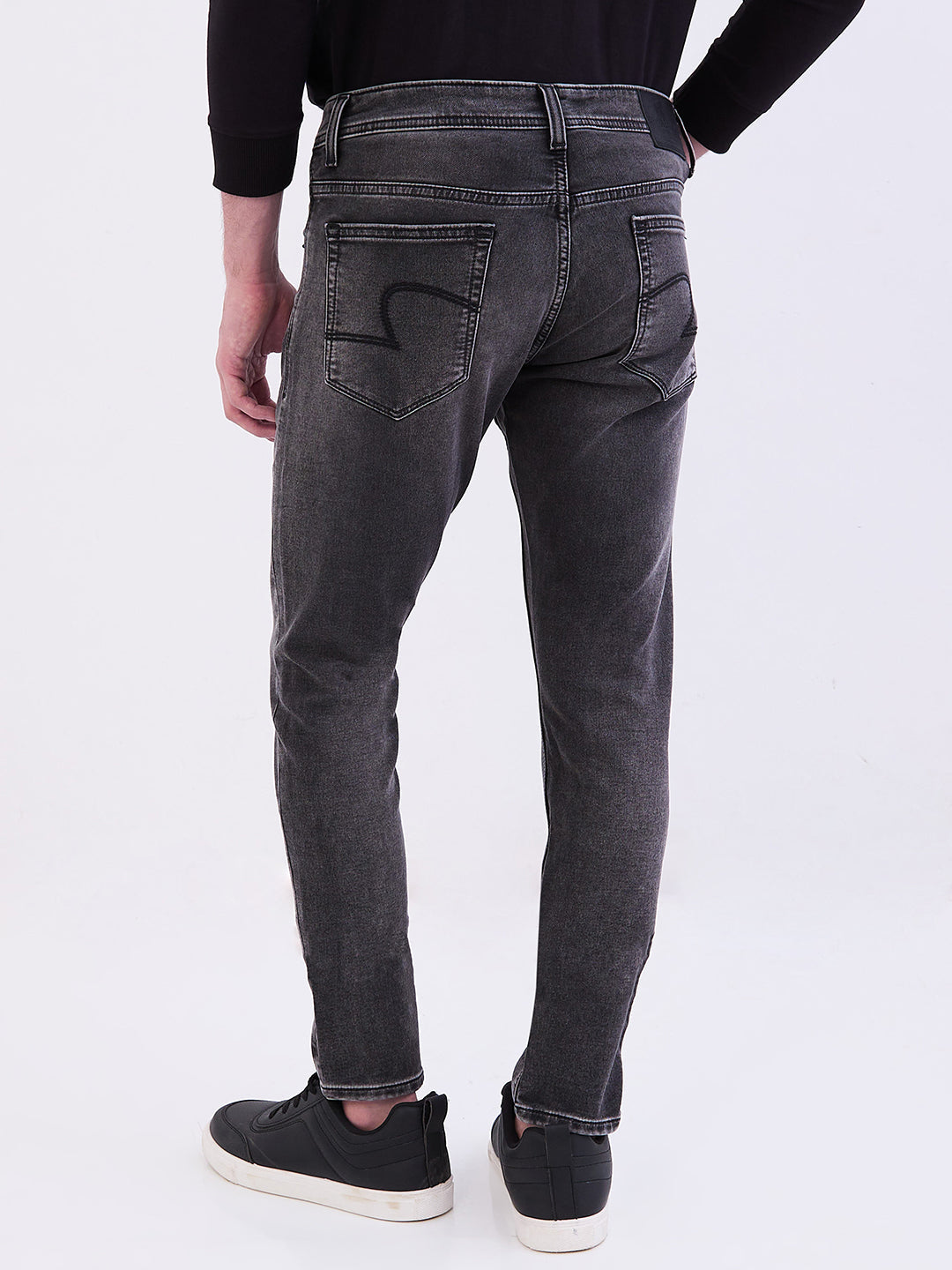Spykar Charcoal Black Low Rise Slim Fit Casual Jeans For Men