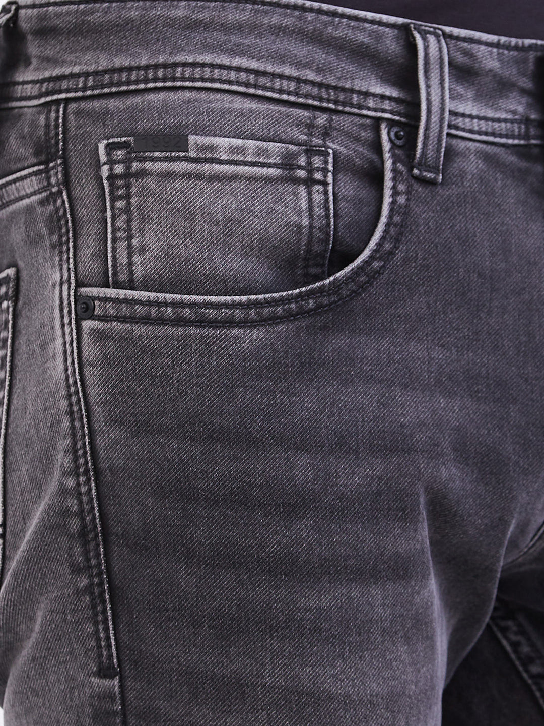 Spykar Charcoal Black Low Rise Slim Fit Casual Jeans For Men