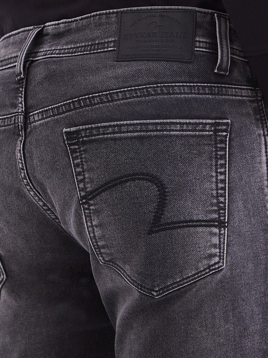 Spykar Charcoal Black Low Rise Slim Fit Casual Jeans For Men
