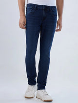 Men Jeans Super Slim Fit Dark Blue Low Rise