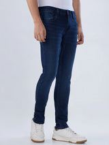 Men Jeans Super Slim Fit Dark Blue Low Rise