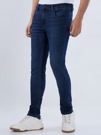 Men Jeans Super Slim Fit Dark Blue Low Rise