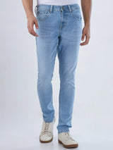 Men Jeans Super Slim Fit Light Blue Low Rise