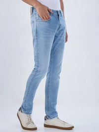 Men Jeans Super Slim Fit Light Blue Low Rise