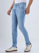 Men Jeans Super Slim Fit Light Blue Low Rise