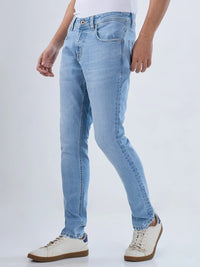Men Jeans Super Slim Fit Light Blue Low Rise