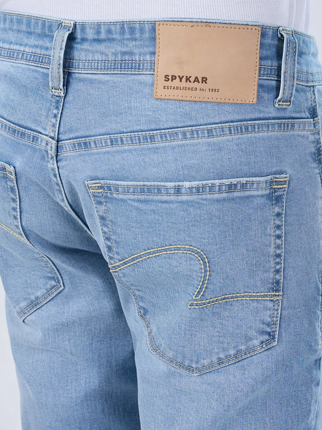 Men Jeans Super Slim Fit Light Blue Low Rise