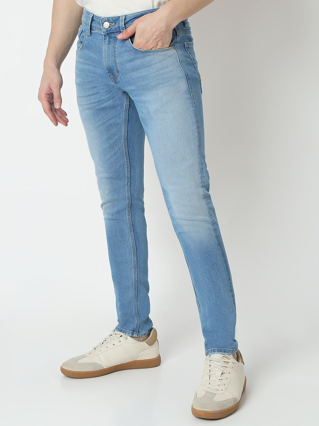 Spykar Light Blue Low Rise Slim Fit Jeans For Men