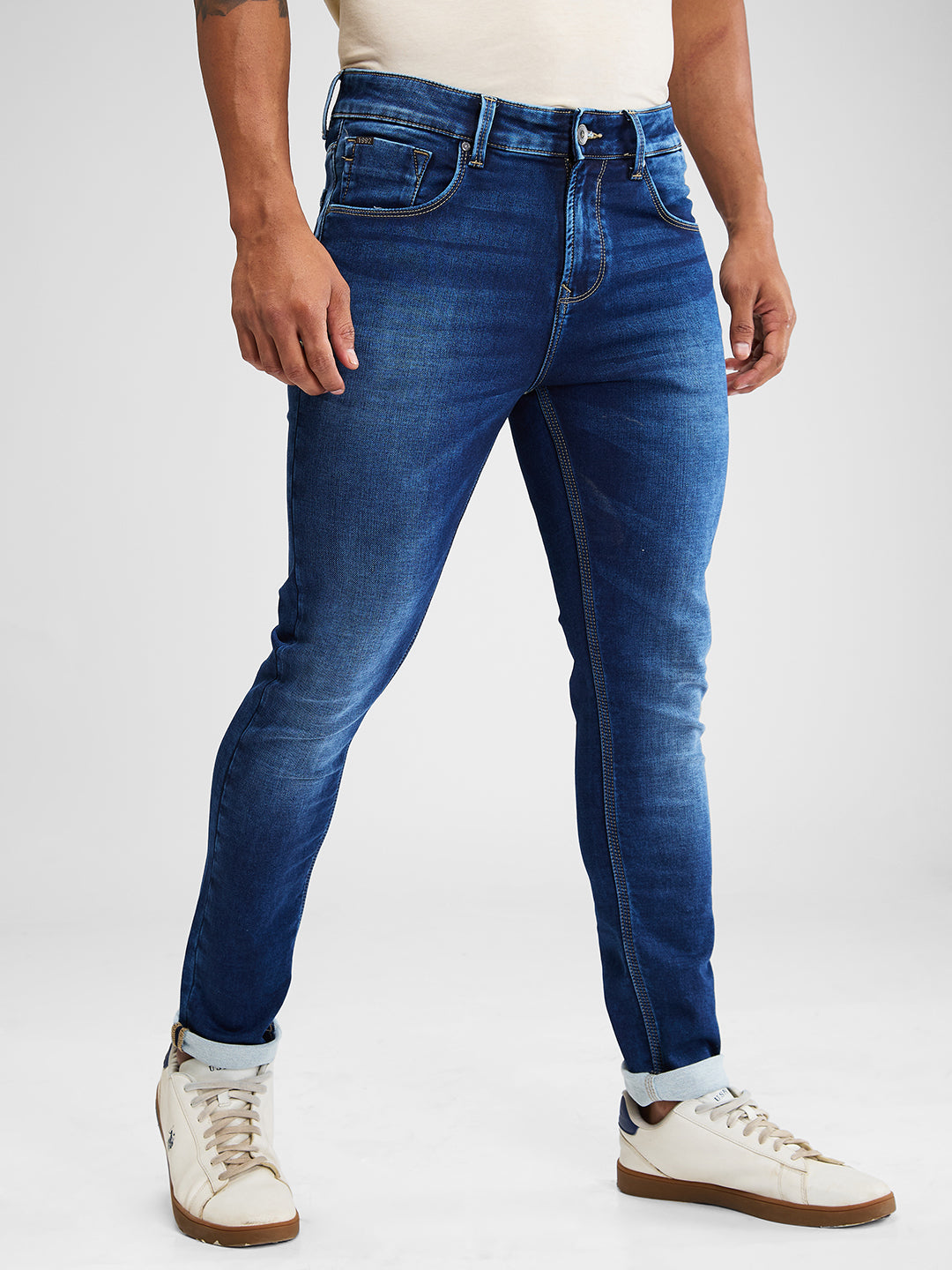 Spykar Blue Slim Fit Low Rise Jeans For Men