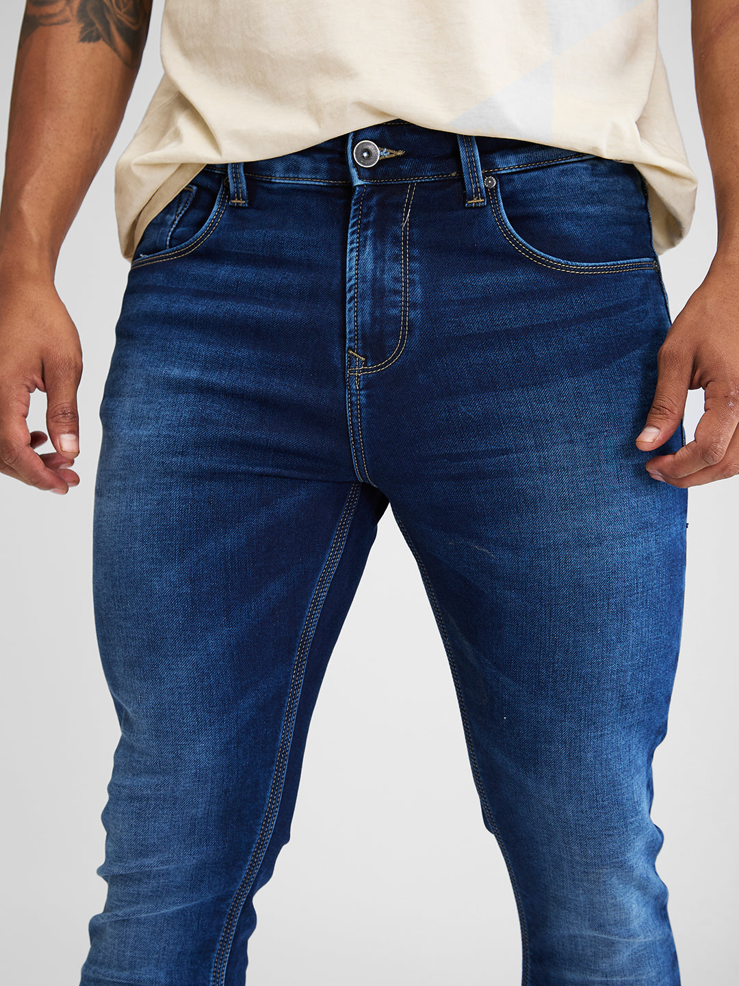 Spykar Blue Slim Fit Low Rise Jeans For Men