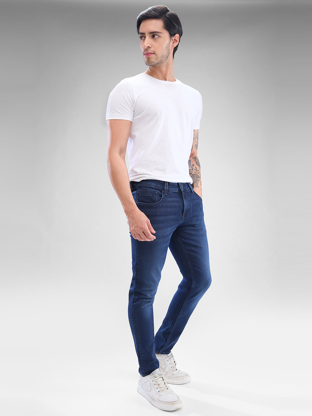 Spykar Dark Blue Slim Fit Jeans For Men