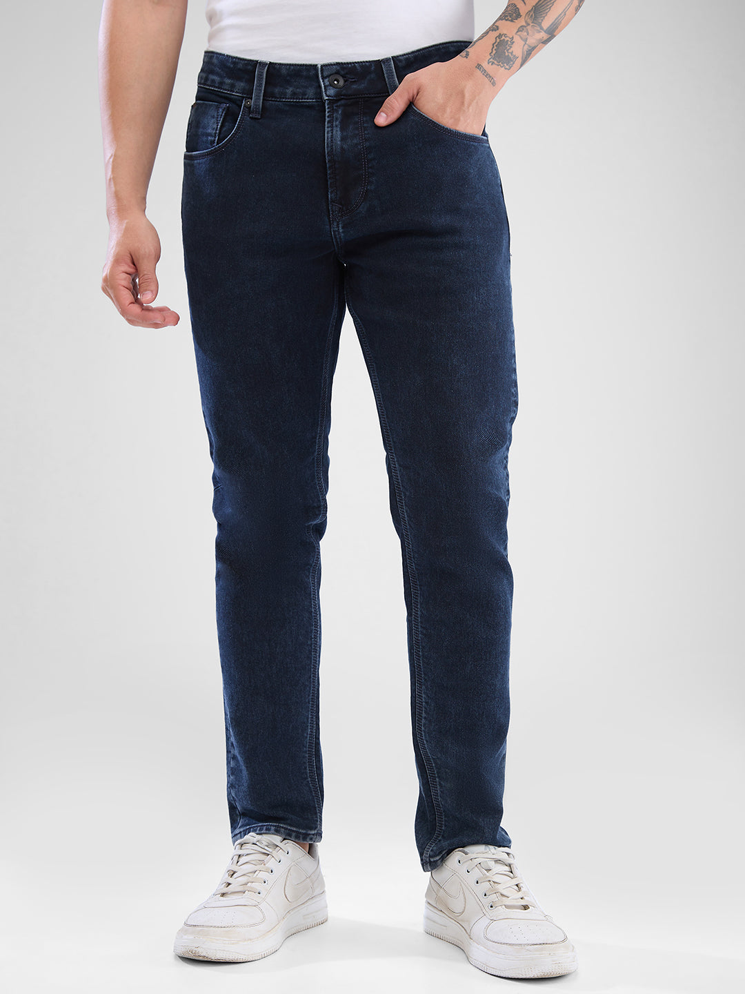 Men Kano Jeans Slim Fit Dark Blue Low Rise