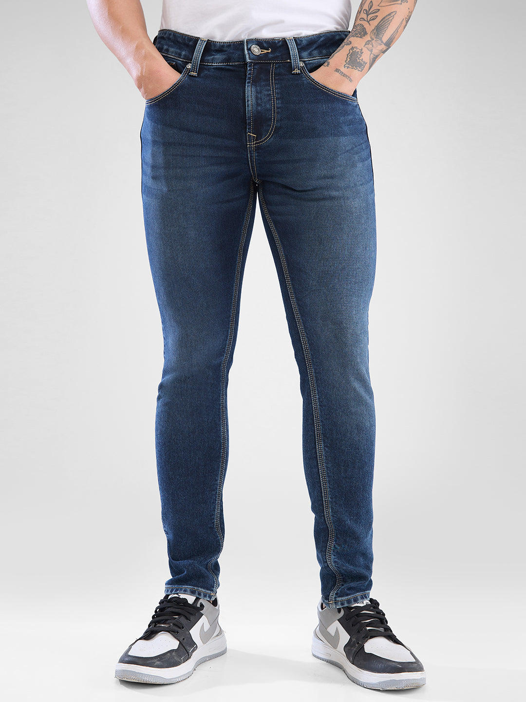 Spykar Dark Blue Slim Fit Jeans For Men