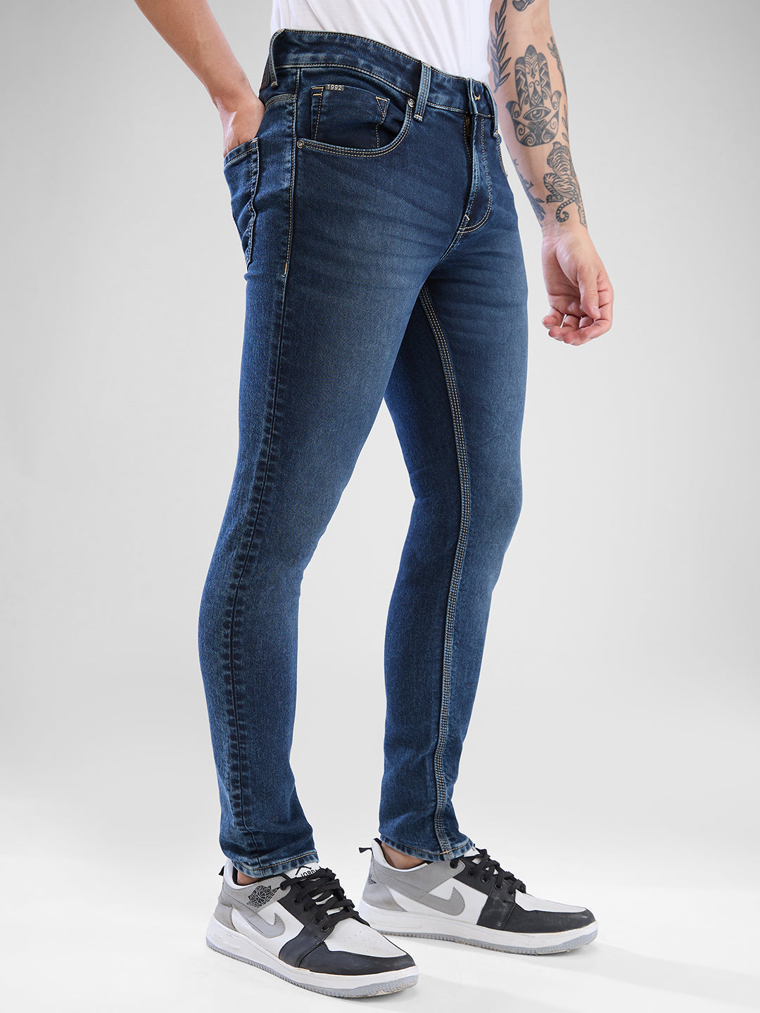 Spykar Dark Blue Slim Fit Jeans For Men