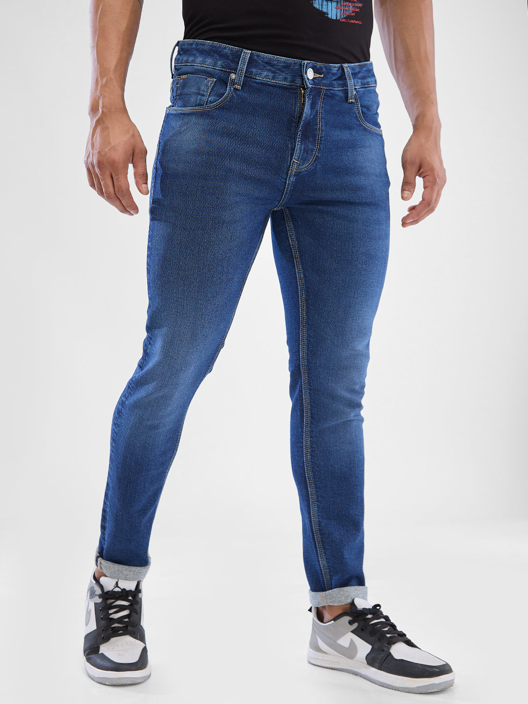 Spykar Mid Blue Slim Fit Jeans For Men