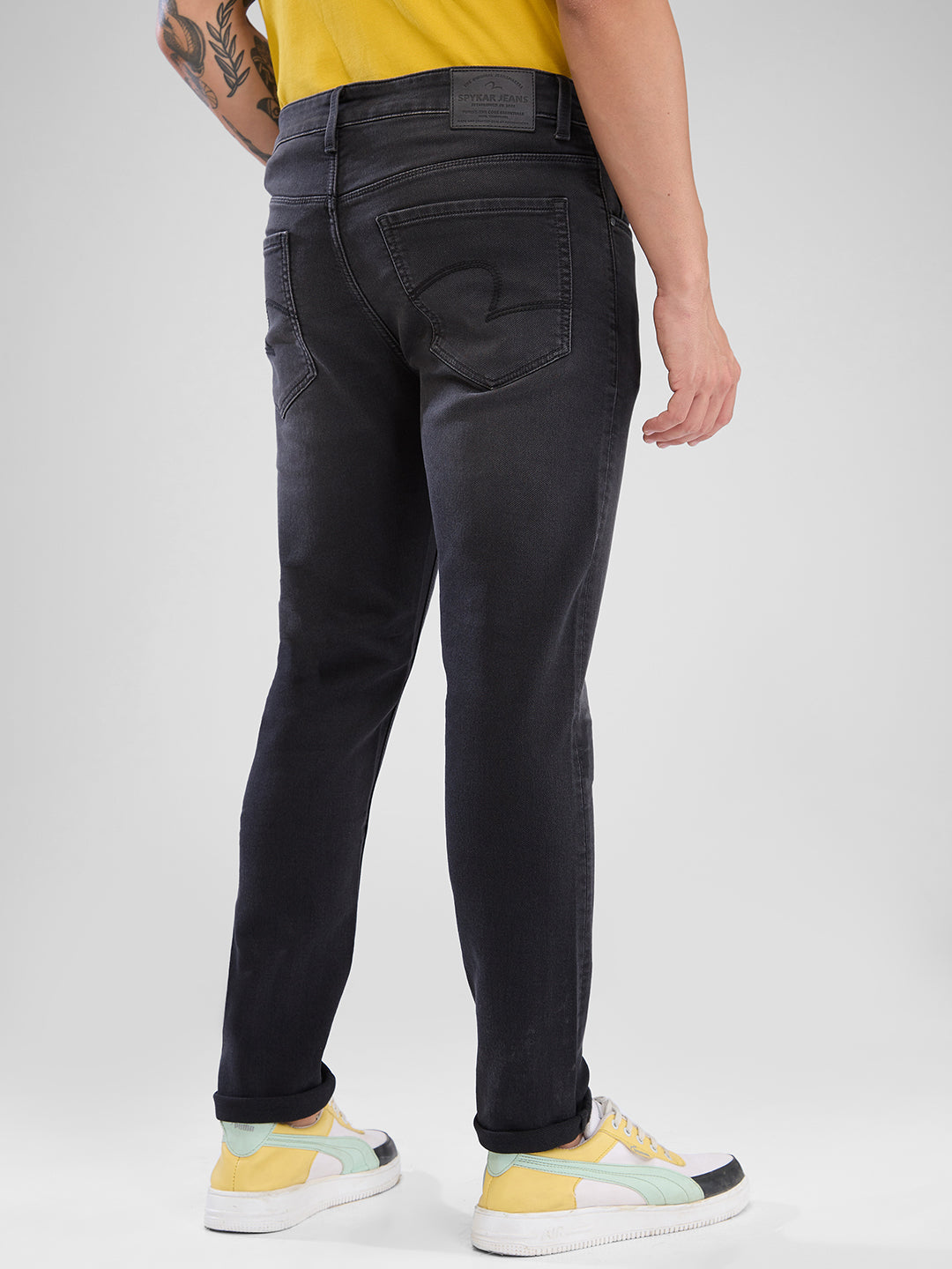 Spykar Charcoal Black Slim Fit Jeans For Men