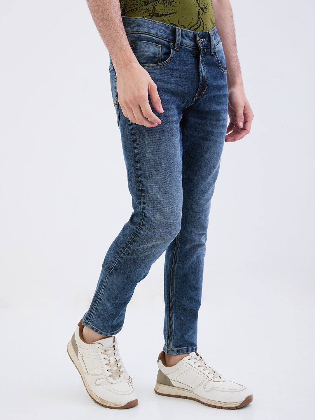 Men Jeans Slim Fit Grey Low Rise