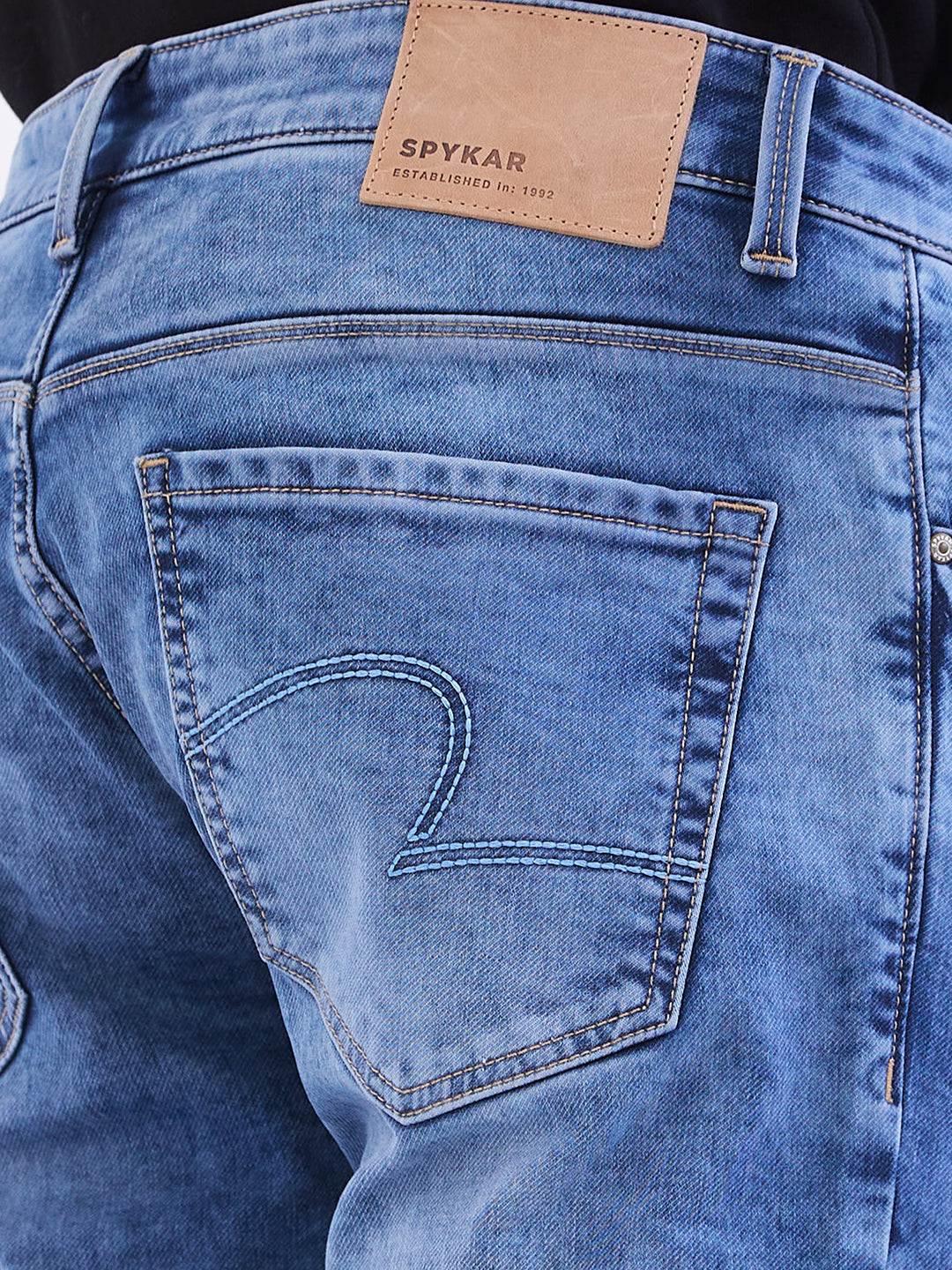 Spykar Light Blue Low Rise Slim Fit Casual Jeans For Men